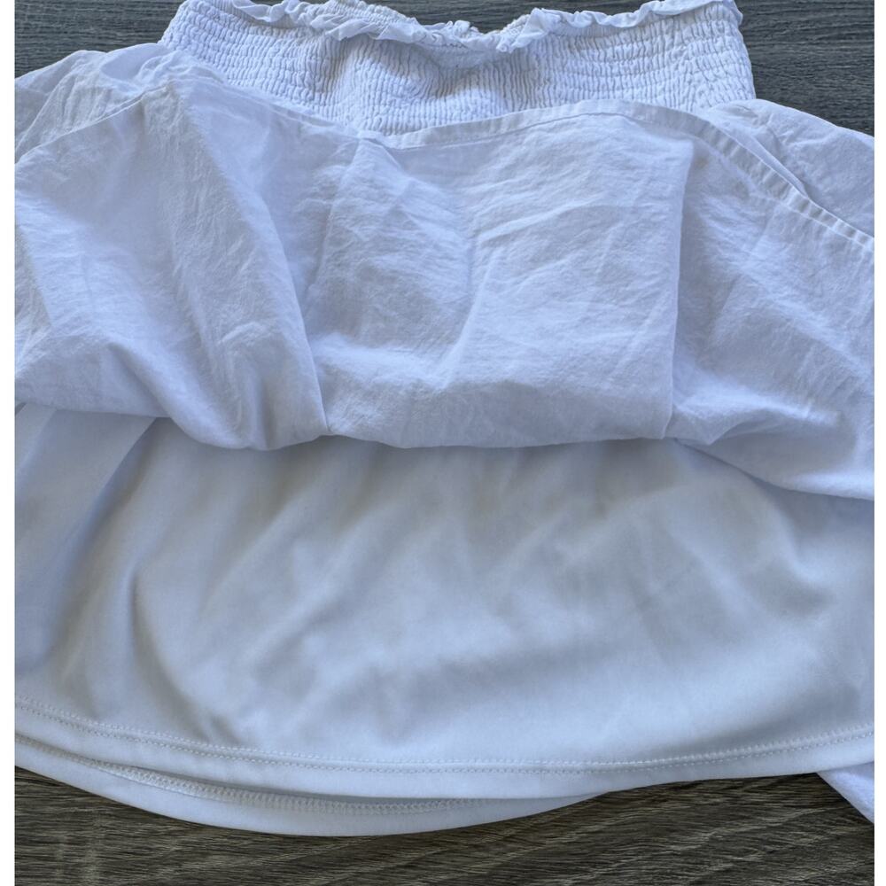 White Tiered Ruffle Mini Skirt Smocked Waist Francesca's Size Small - Picture 5 of 5